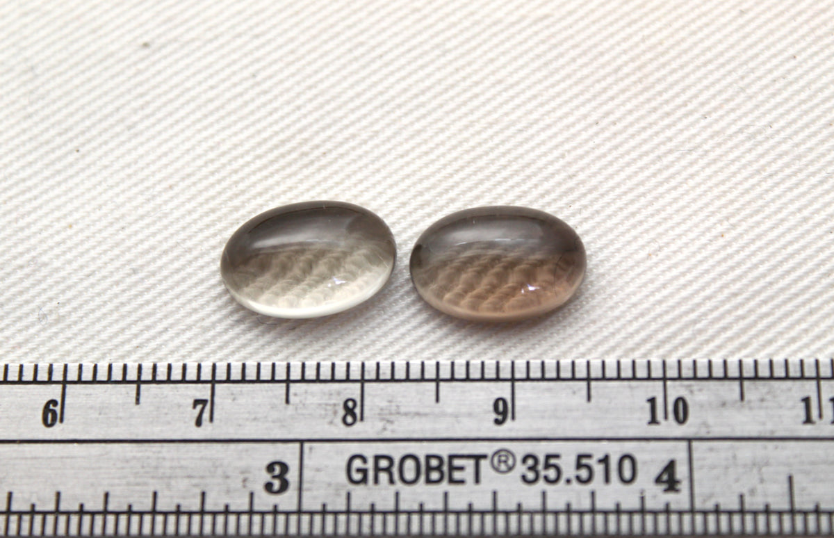 Lot de QUATRE Quartz Fumé Cabochon Gemme Ovale 12x8MM
