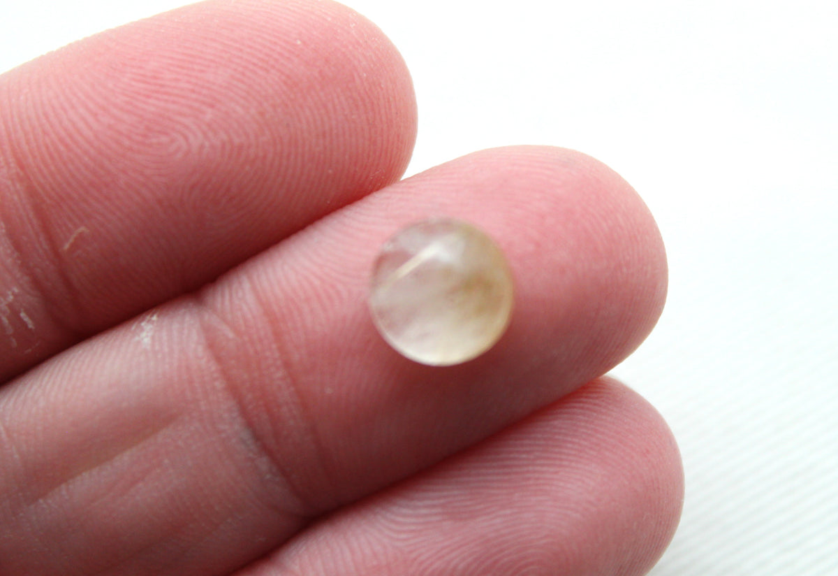 FOUR rutilated Quartz cabochons Round Gemstones golden needles 8MM