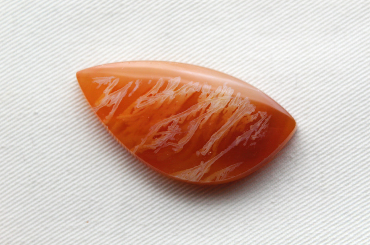Indonesian Plume Agate Cabochon Gemstone orange