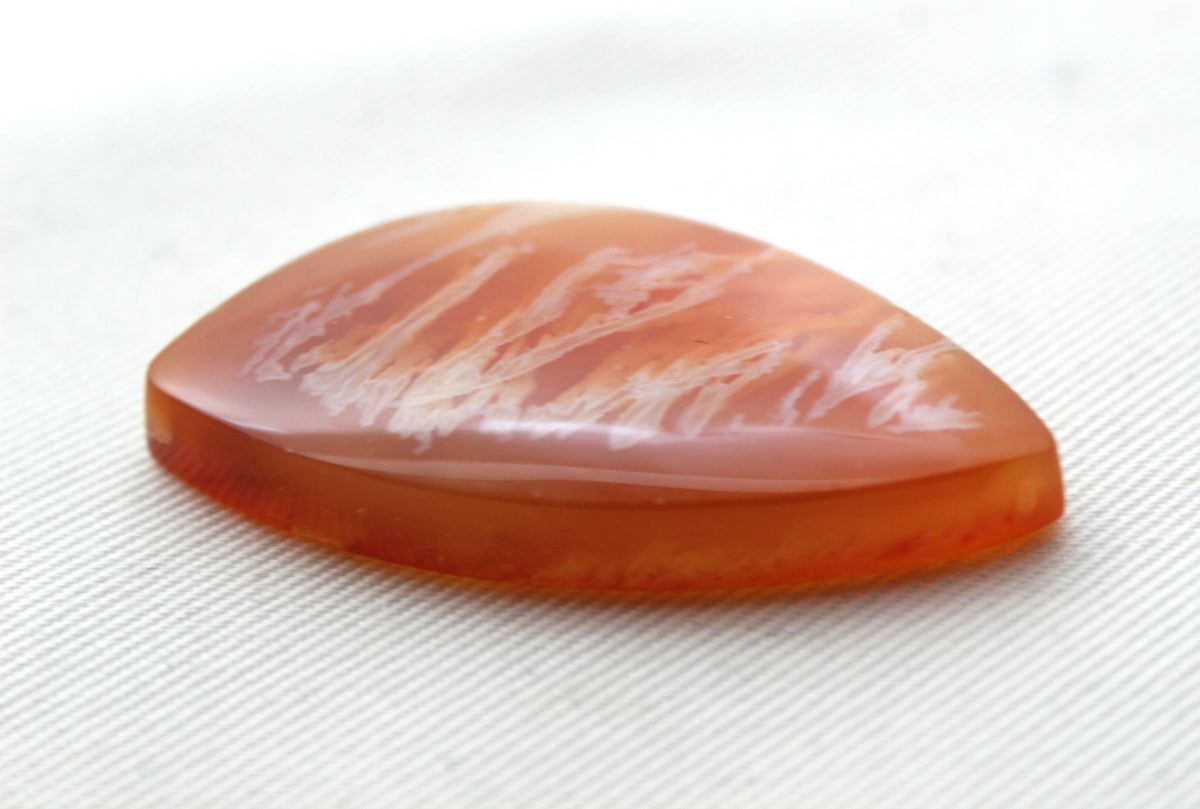 Indonesian Plume Agate Cabochon Gemstone orange