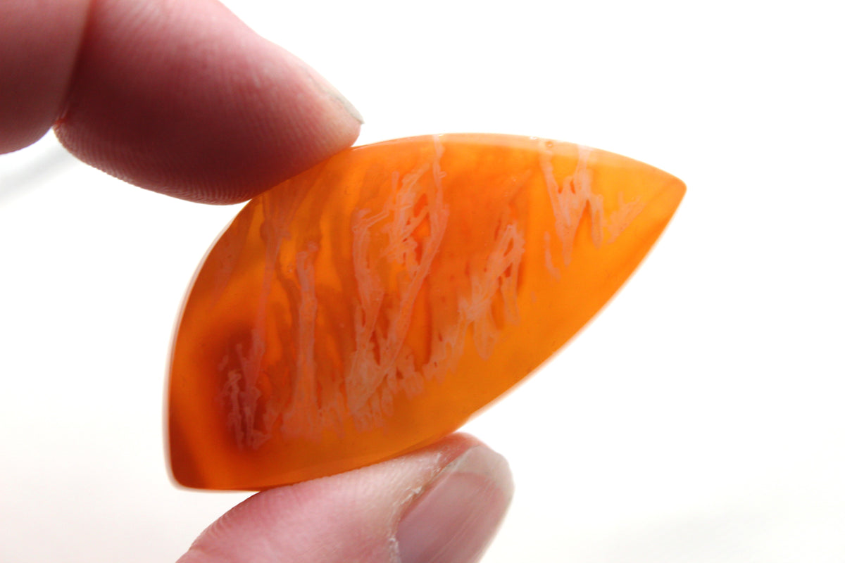 Indonesian Plume Agate Cabochon Gemstone orange