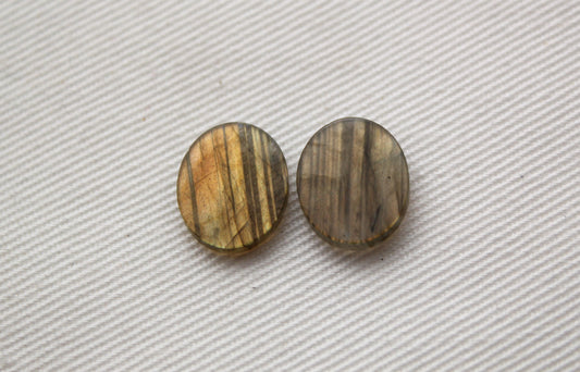 TWO Labradorite Flat Cabochon 10x12MM Oval