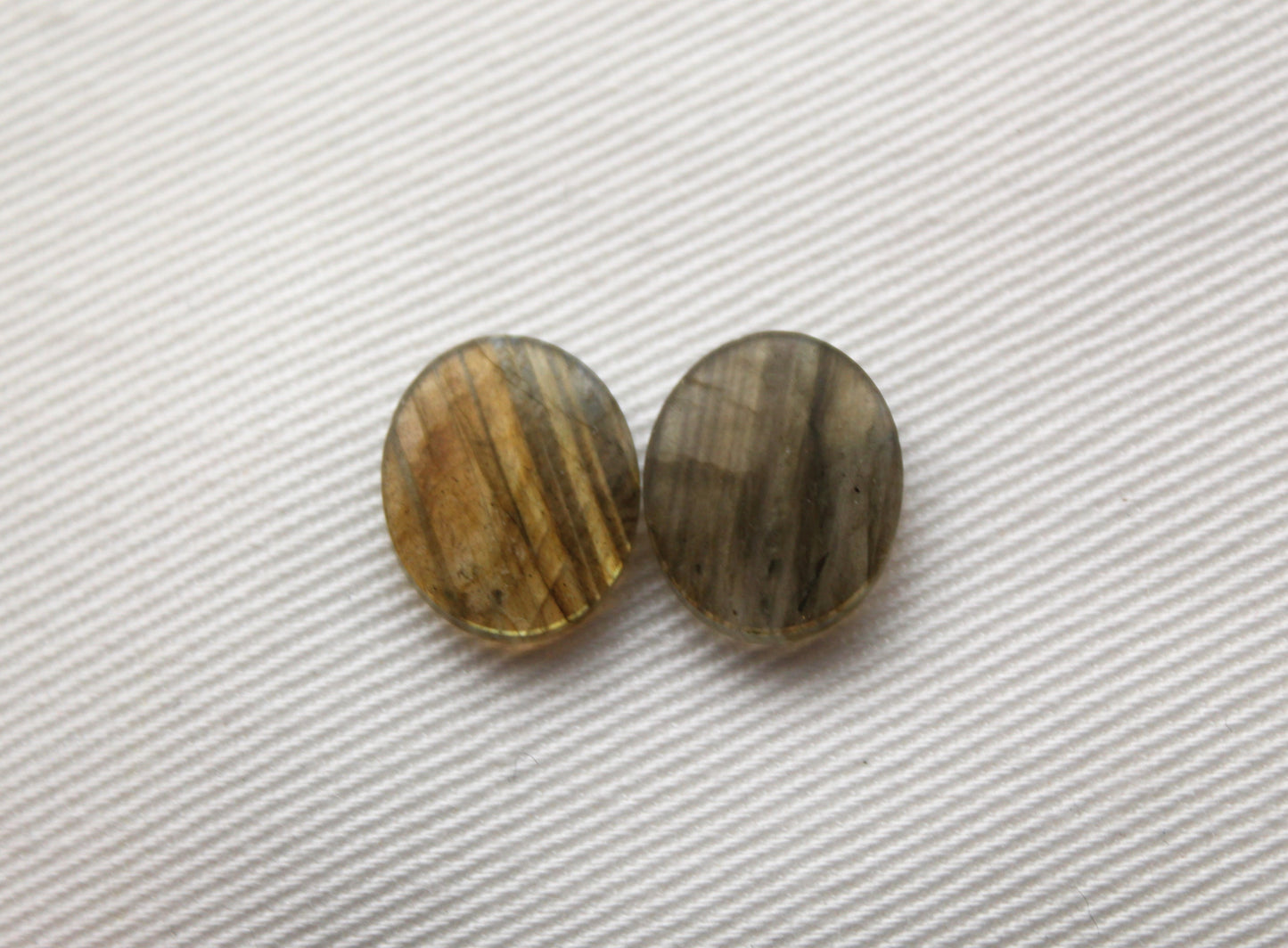 TWO Labradorite Flat Cabochon 10x12MM Oval