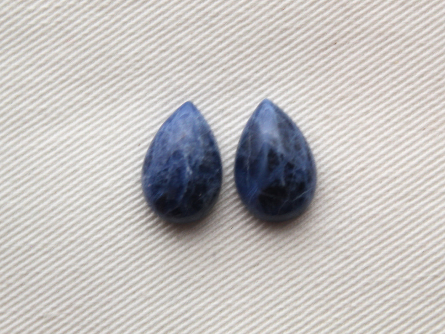 TWO Sodalite cabochons Gemstone blue Pear 10x15MM