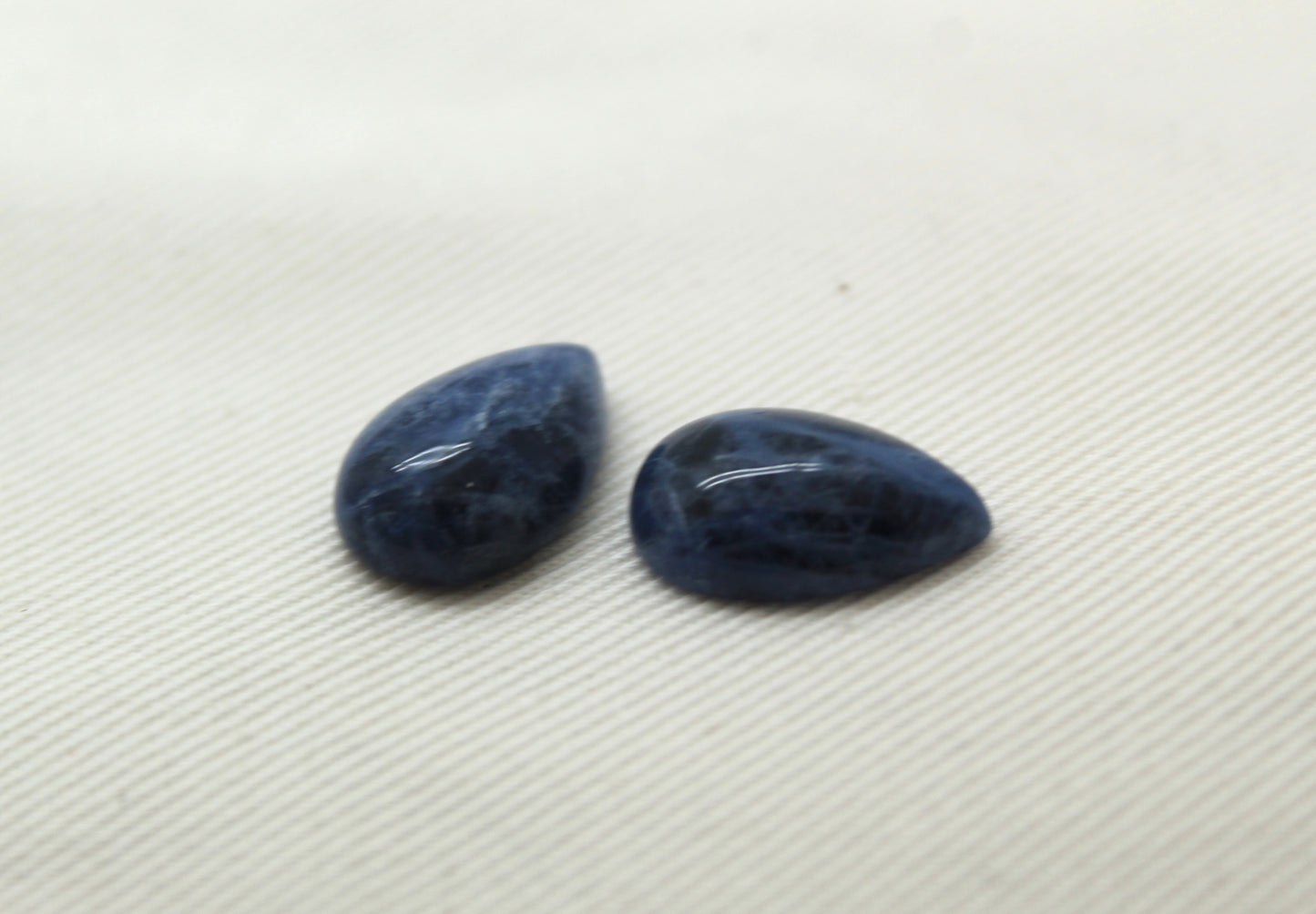 TWO Sodalite cabochons Gemstone blue Pear 10x15MM