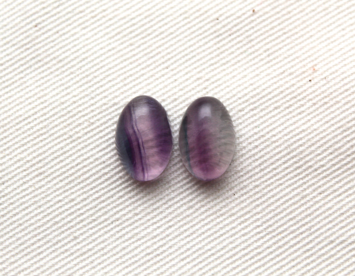 Lot of TWO Oval Fluorite Cabochons 8x12 MM