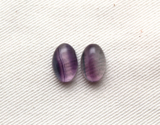 Lot of TWO Oval Fluorite Cabochons 8x12 MM