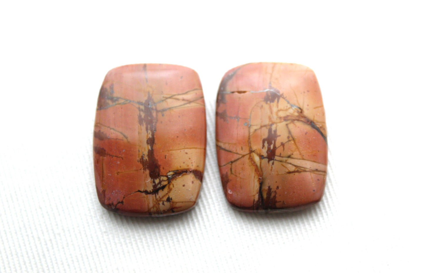 Red Creek Jasper Cabochon Pair Gemstone rectangle 25X19MM