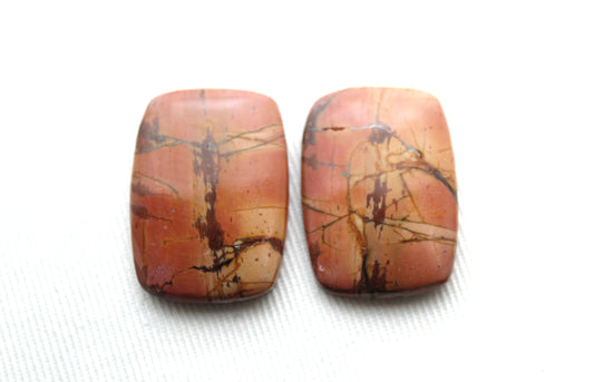 Red Creek Jasper Cabochon Pair Gemstone rectangle 25X19MM