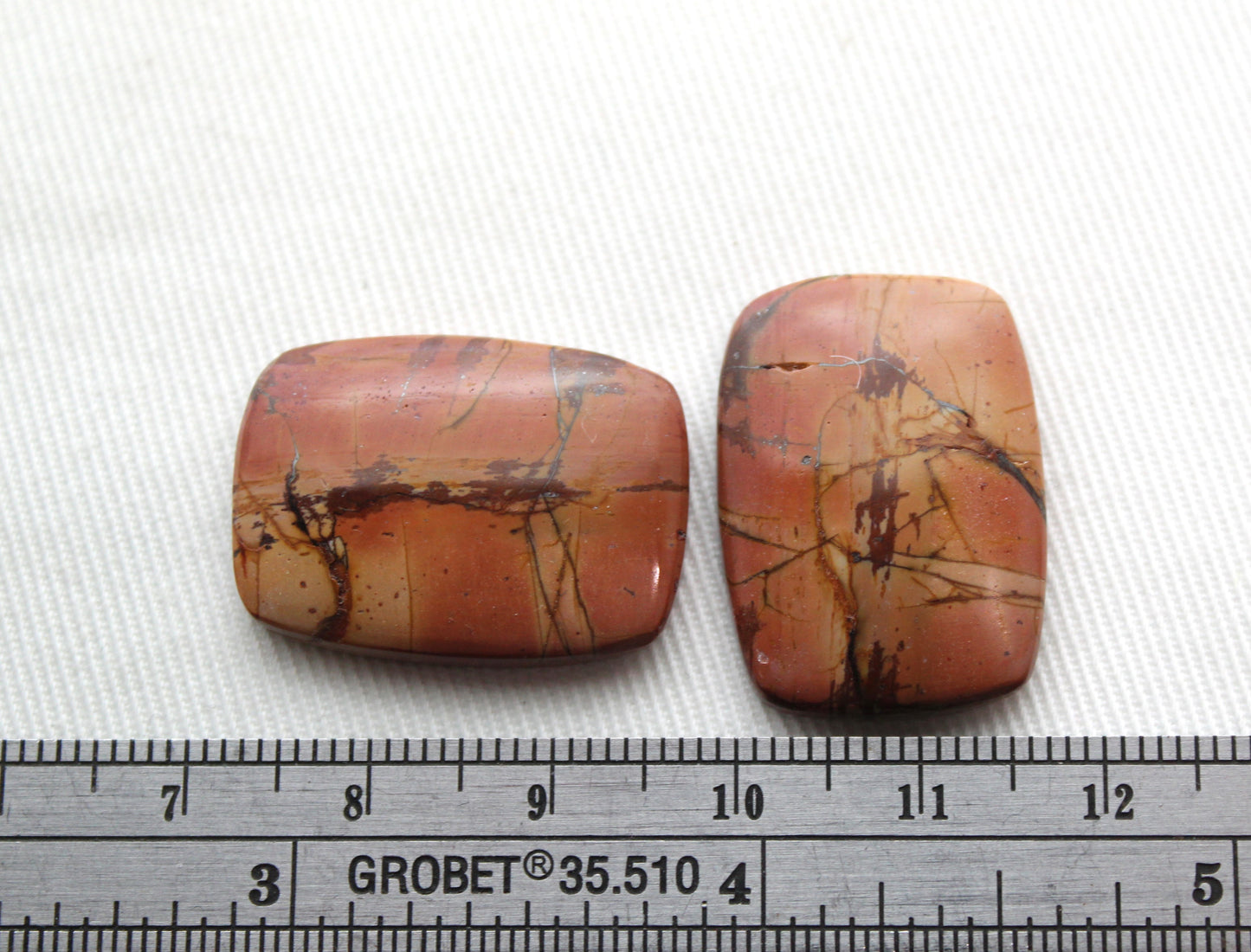 Red Creek Jasper Cabochon Pair Gemstone rectangle 25X19MM