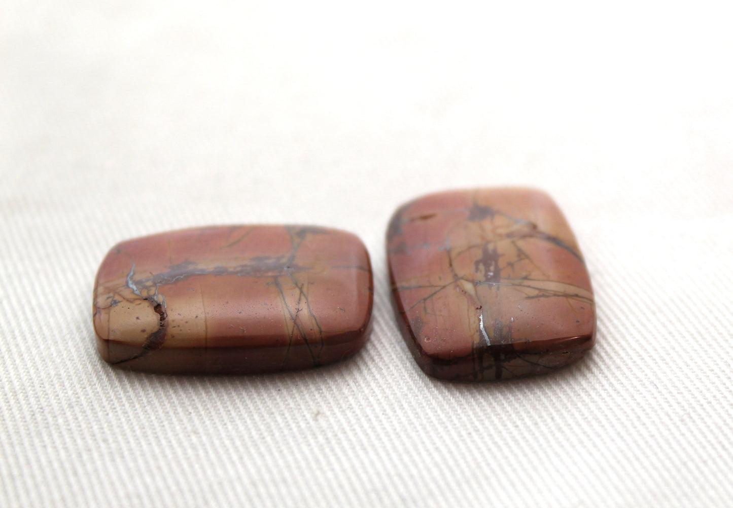 Red Creek Jasper Cabochon Pair Gemstone rectangle 25X19MM