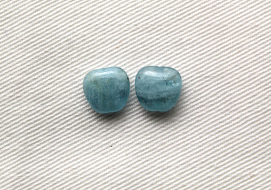 TWO Aquamarine Apple shape 10MM - UNDRILLED