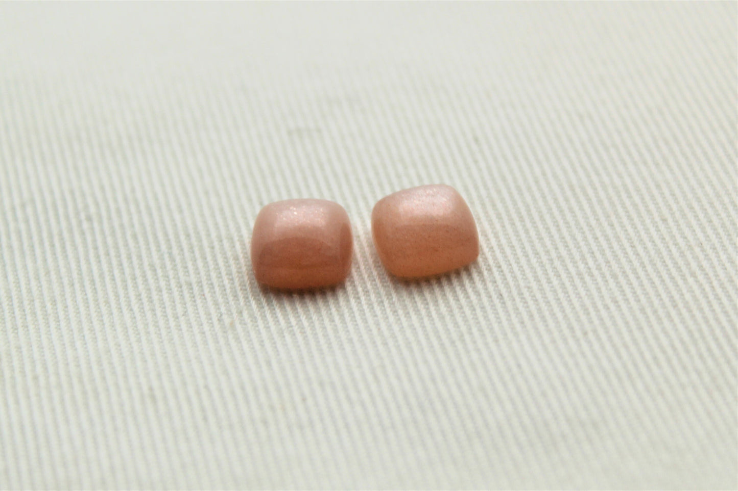 TWO peach Moonstone cabochons Gemstones square cushion 8MM