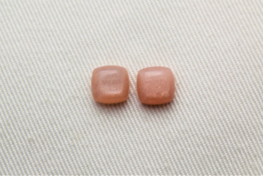 TWO peach Moonstone cabochons Gemstones square cushion 8MM