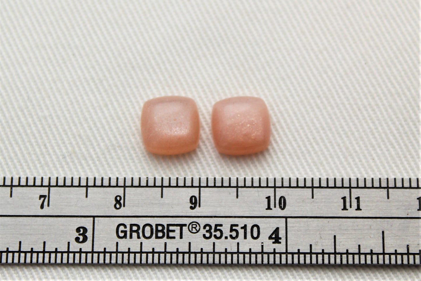 TWO peach Moonstone cabochons Gemstones square cushion 8MM