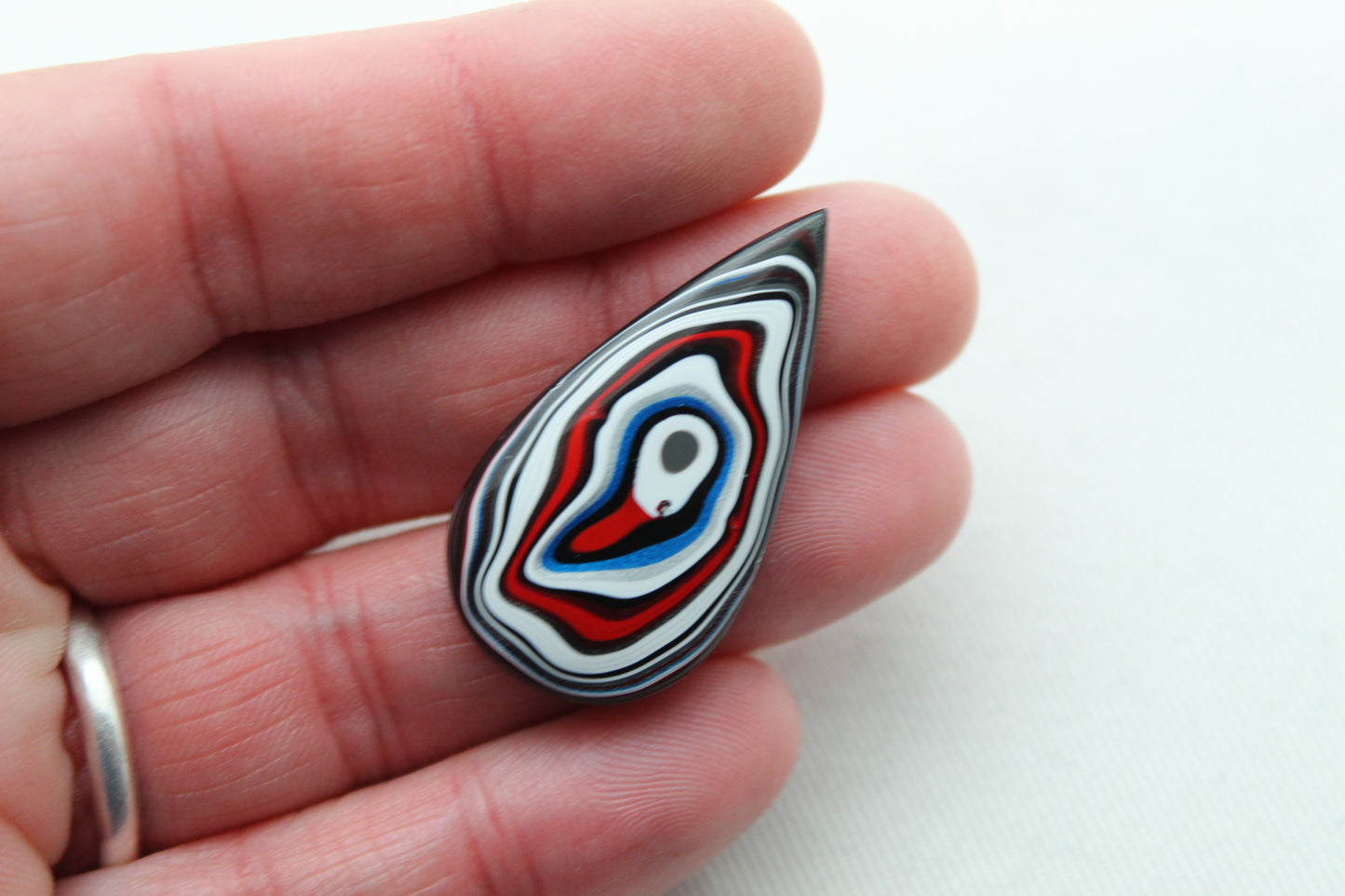 Fordite Cabochon teardrop white red