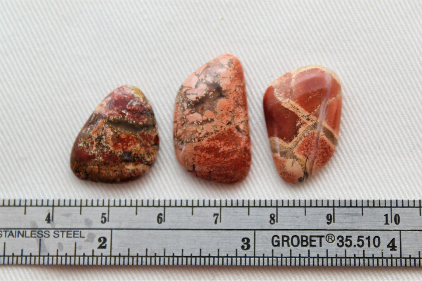 THREE Brecciated Jasper freeform cabochons Gemstone orange