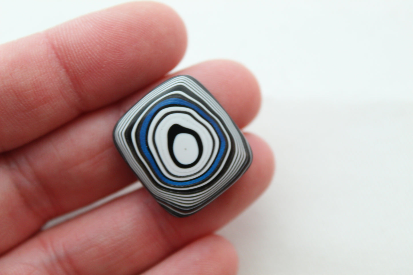 Rectangle Fordite Cabochon white black blue