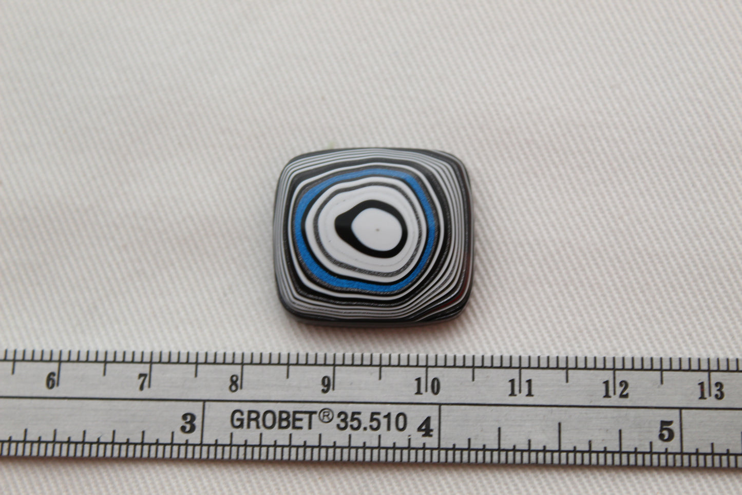 Rectangle Fordite Cabochon white black blue