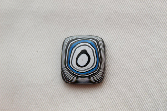 Rectangle Fordite Cabochon white black blue