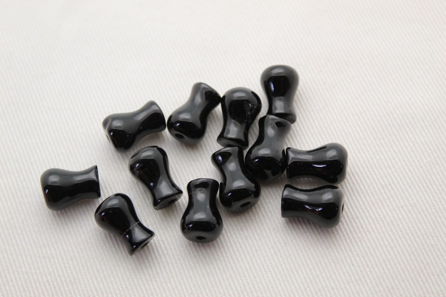 Black Agate Beads 12 beads 12X8 MM