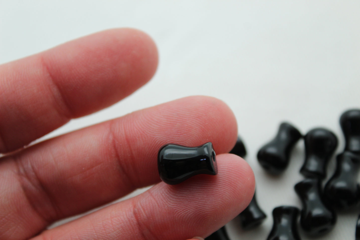 Black Agate Beads 12 beads 12X8 MM