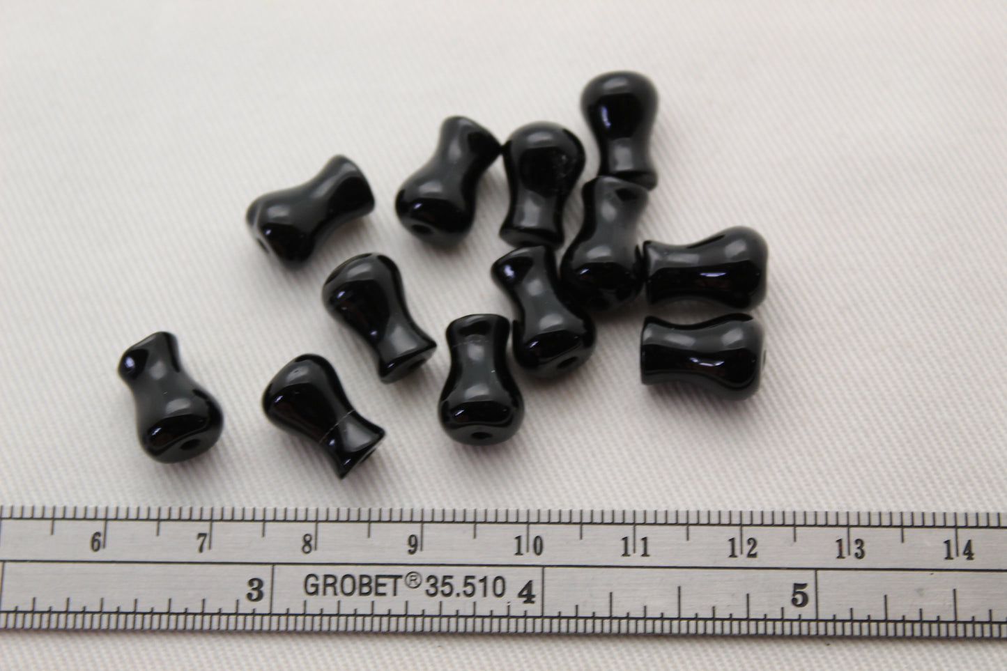 Black Agate Beads 12 beads 12X8 MM