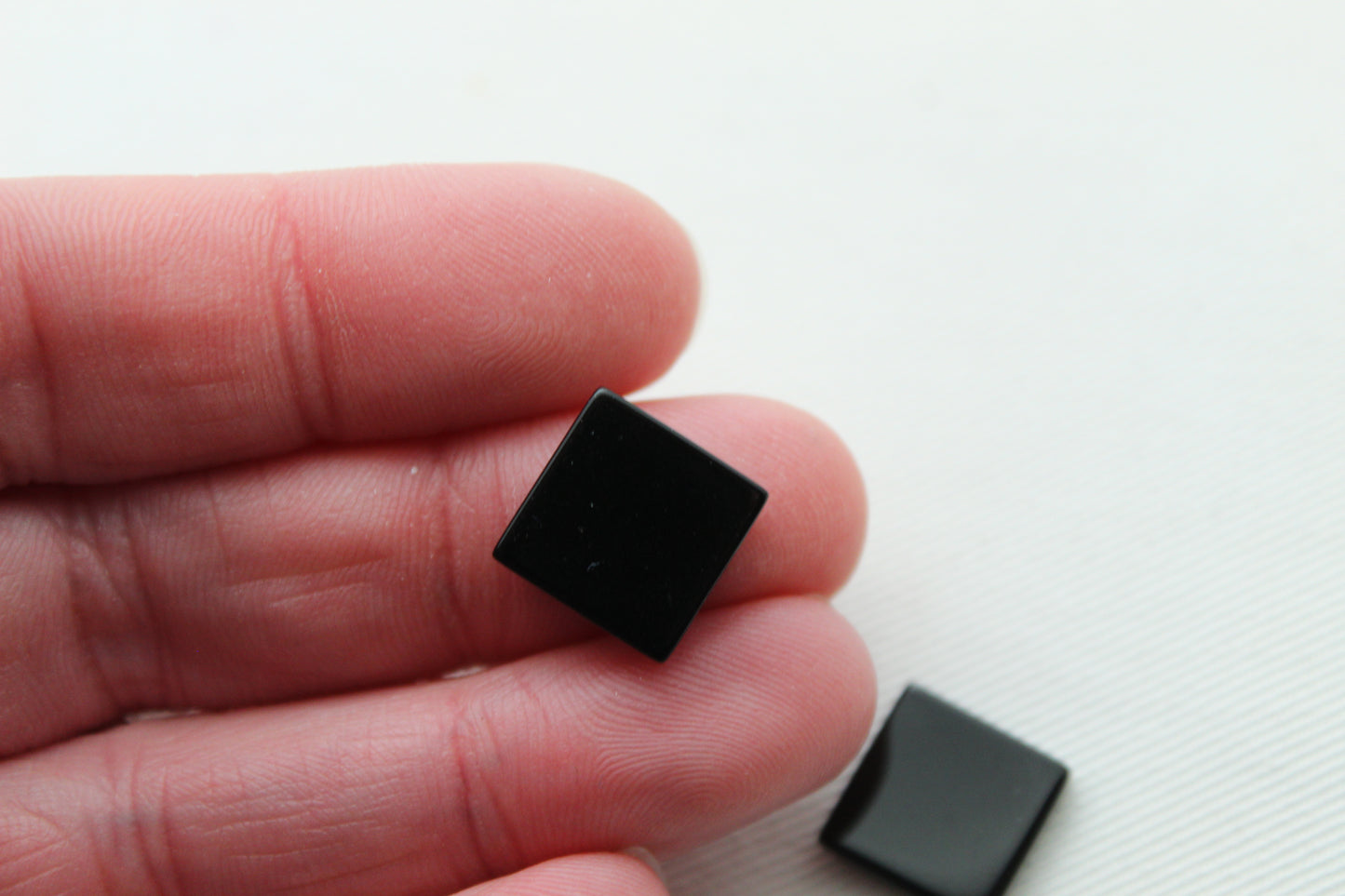 TWO Black Agate Flat Square Cabochon Gemstone 12MM