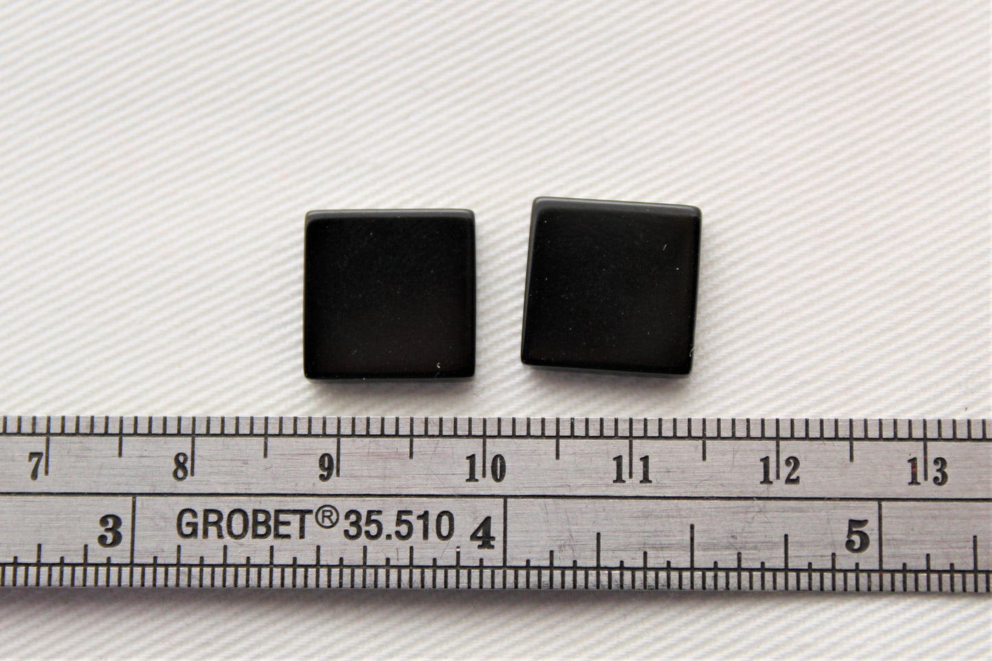 TWO Black Agate Flat Square Cabochon Gemstone 12MM