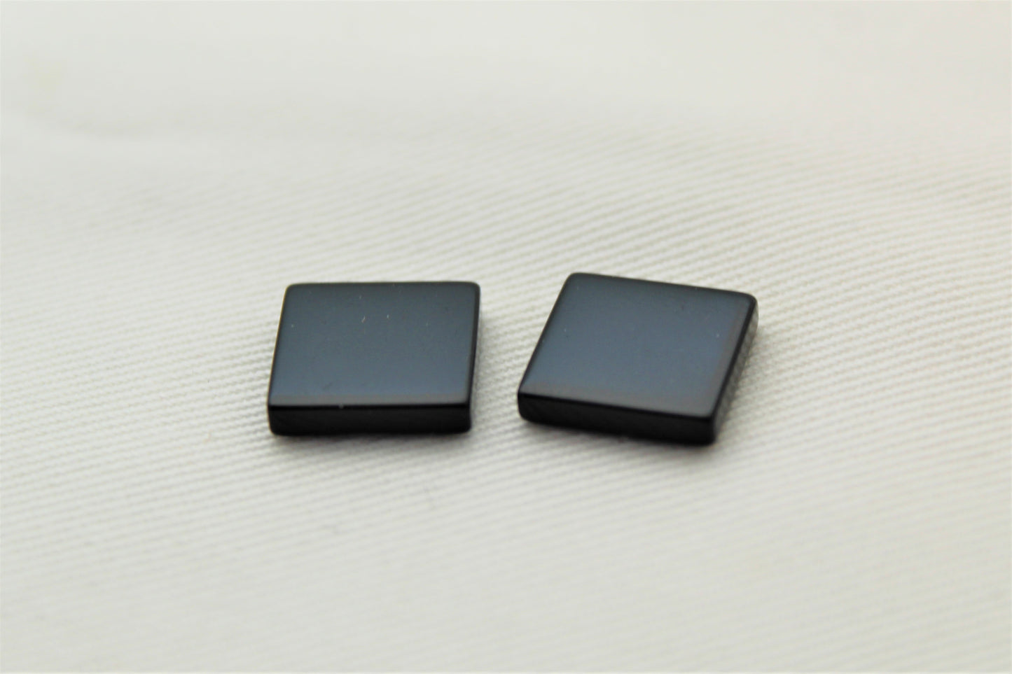 TWO Black Agate Flat Square Cabochon Gemstone 12MM