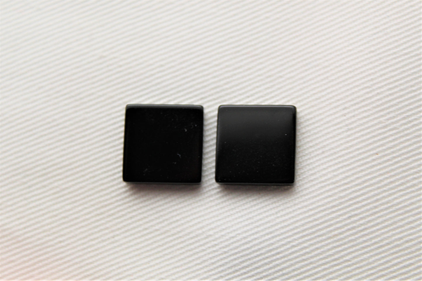 TWO Black Agate Flat Square Cabochon Gemstone 12MM