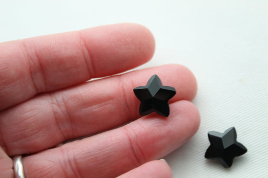 Set of two Black agate Gemstones STAR 13MM