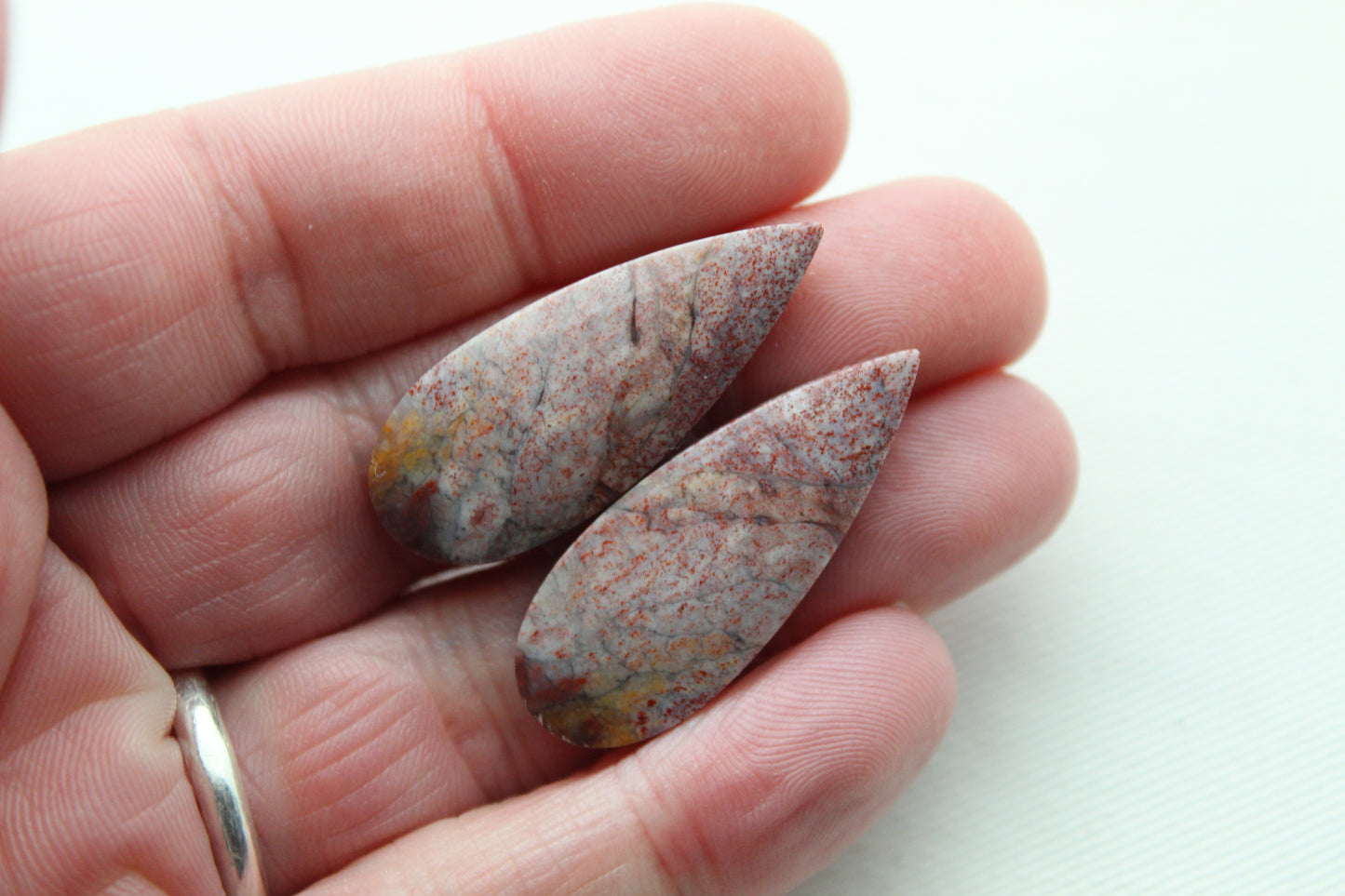 Multicolor Agate Pair Cabochons Gemstone teardrop