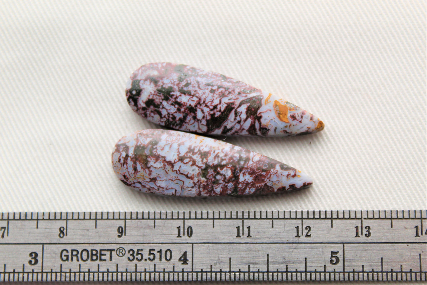 Pair of Indonesian Jasper Cabochons pink teardrop