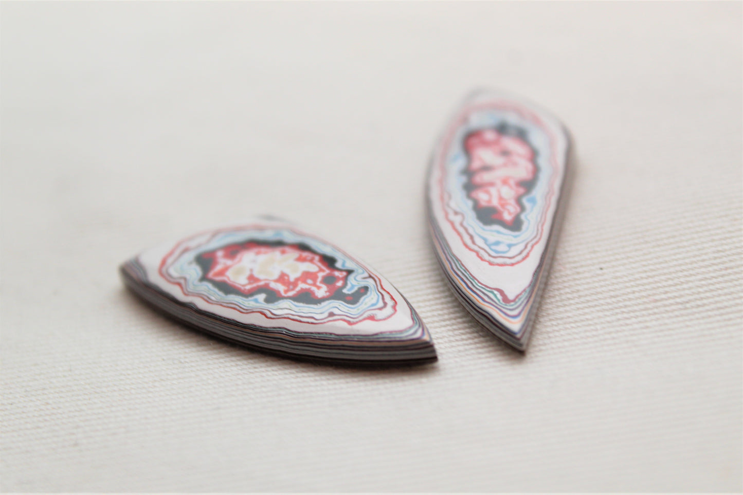 TWO Fordite Cabochon freeform Mismatch