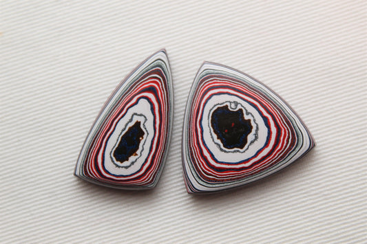 TWO Fordite Cabochon triangle Mismatch