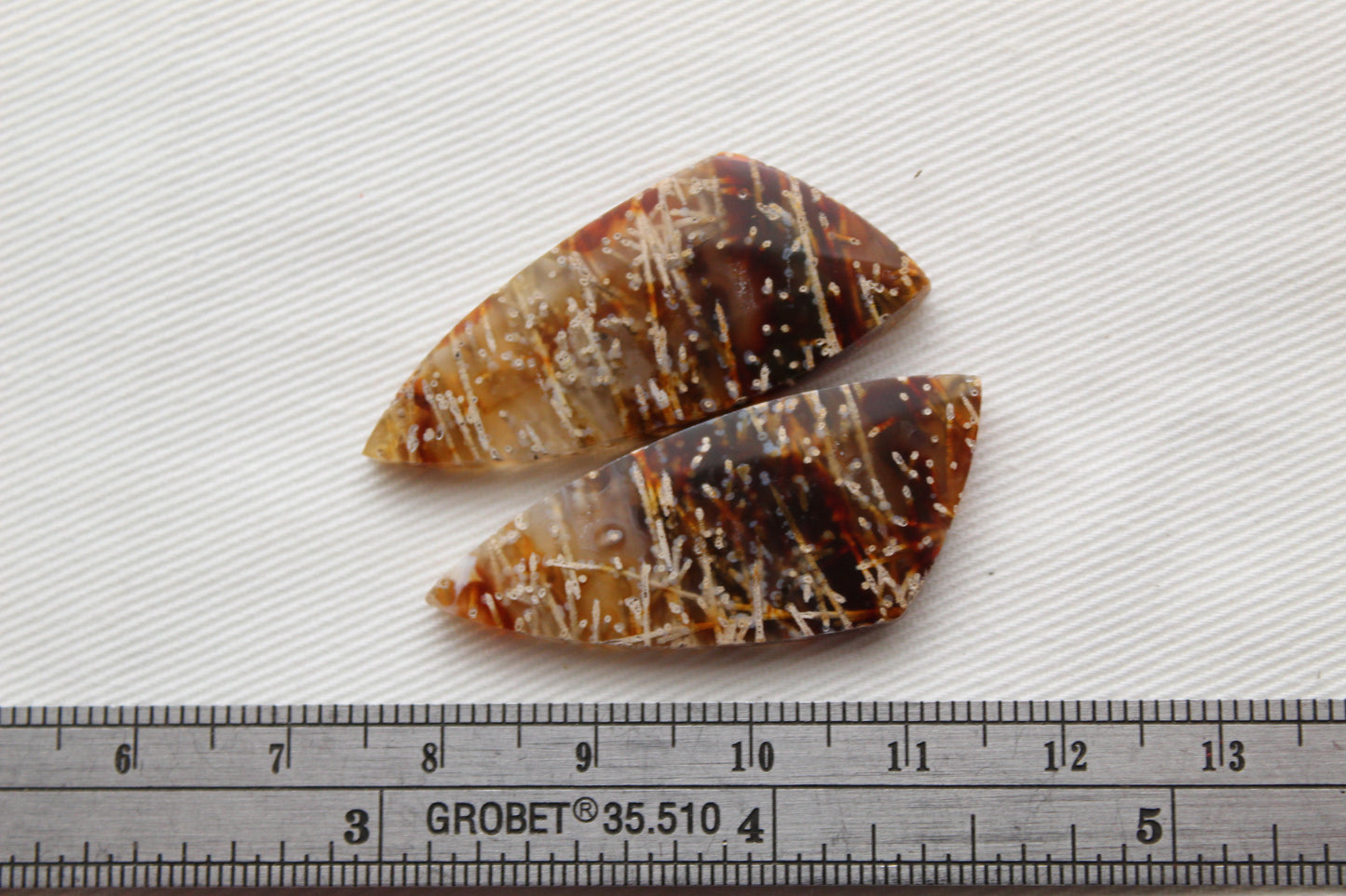 Tube Agate Cabochon Pair Transludent Gemstone