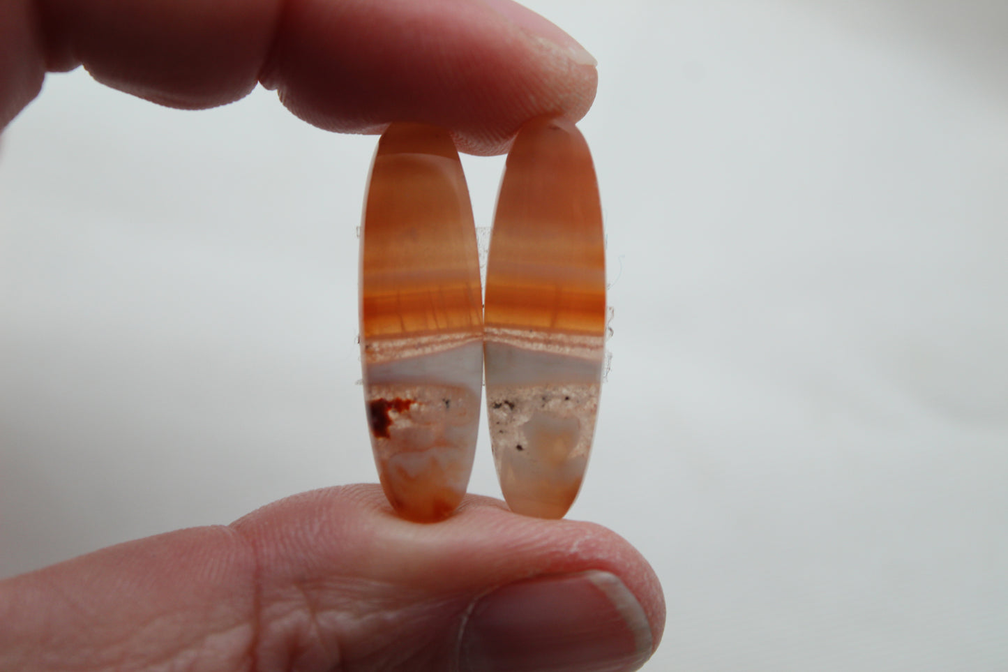 Banded Agates Cabochons Gemstone orange oval