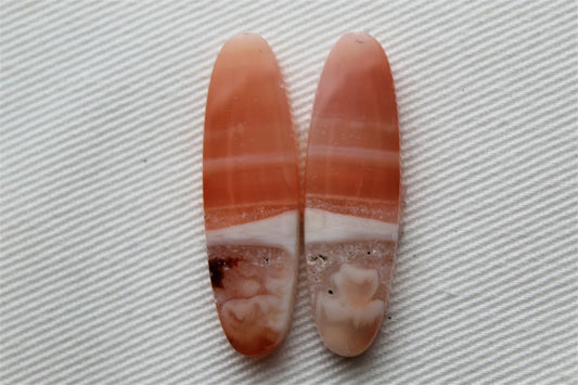 Banded Agates Cabochons Gemstone orange oval