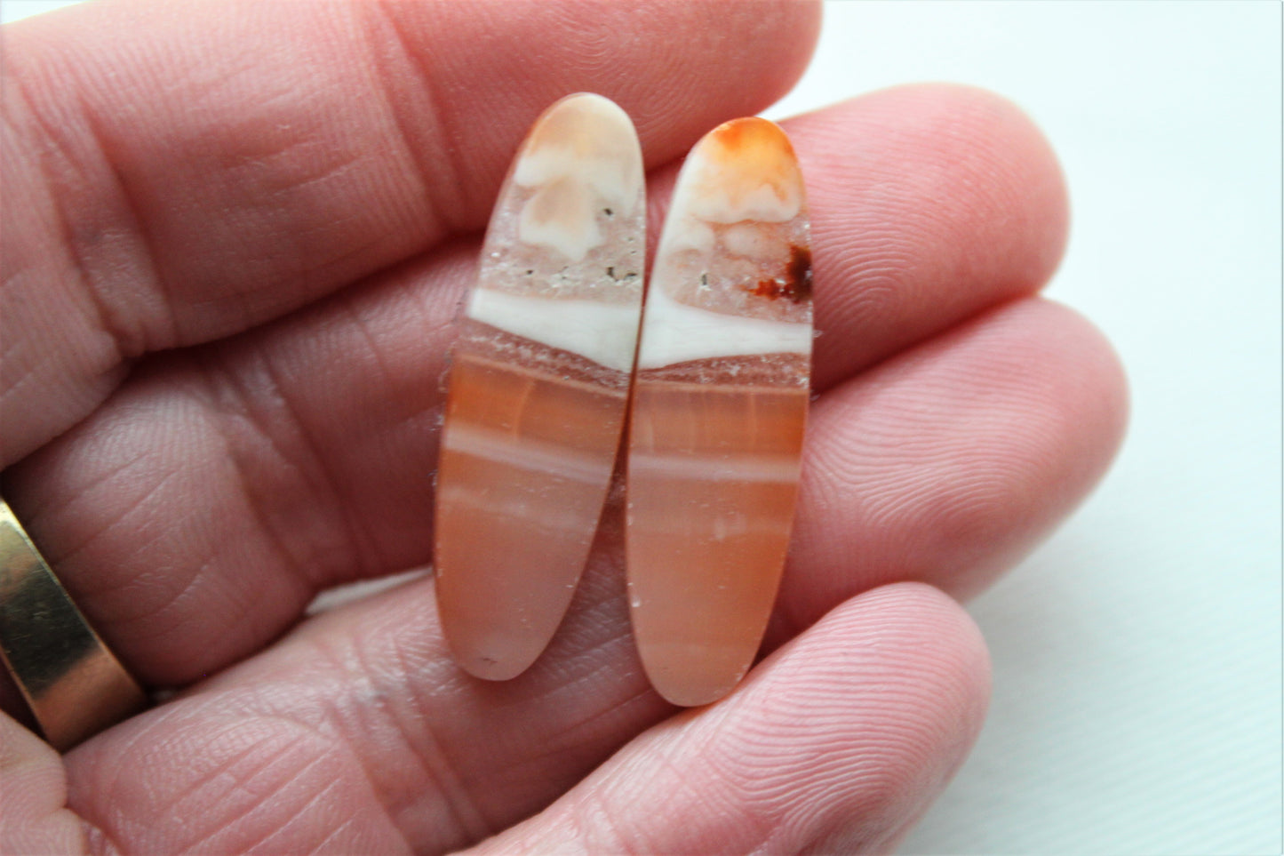 Banded Agates Cabochons Gemstone orange oval