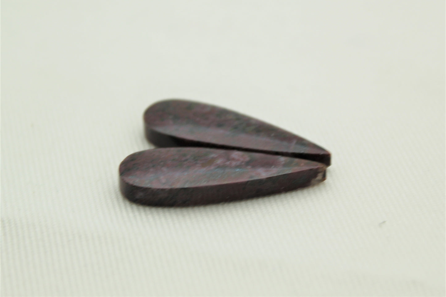 Small pair of Petrified Wood Cisero Cabochons dark purple