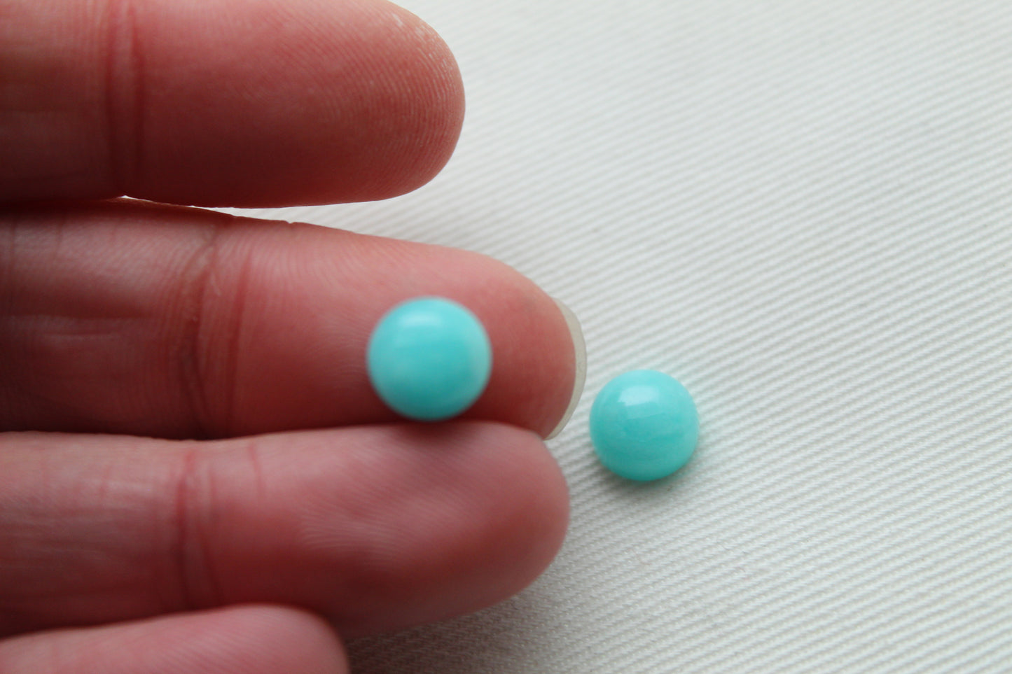 TWO Amazonite round cabochon 8 mm blue