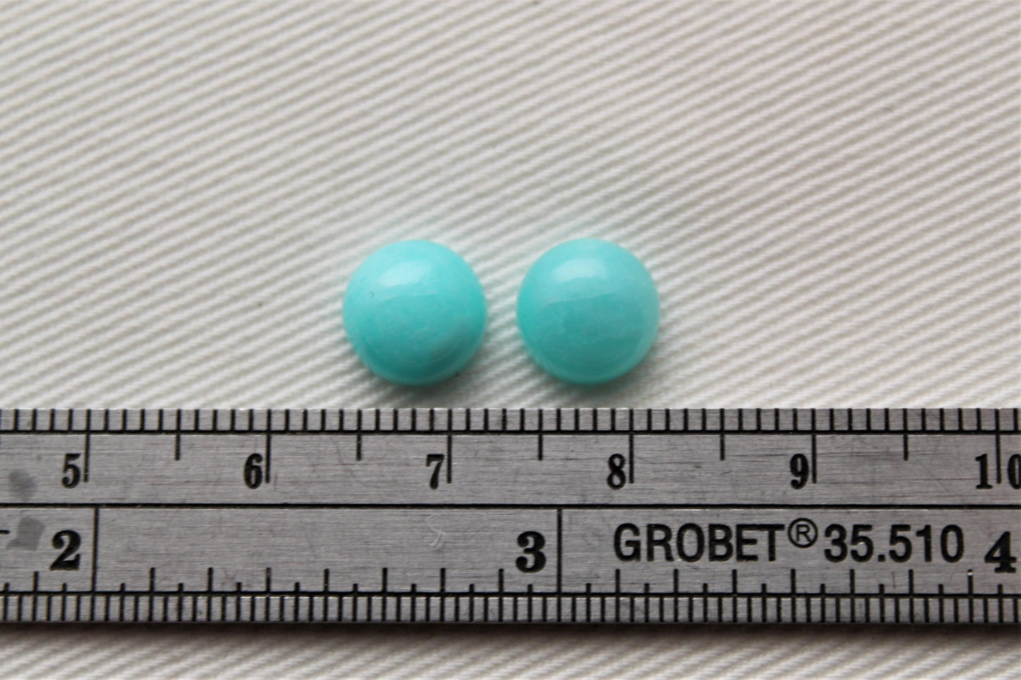 TWO Amazonite round cabochon 8 mm blue