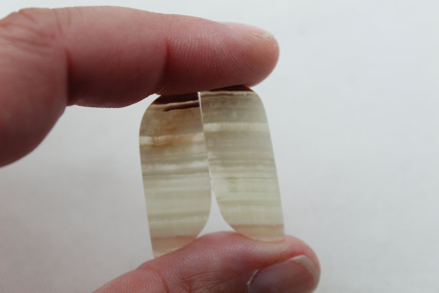 Green onyx Pair Cabochons Gemstones natural