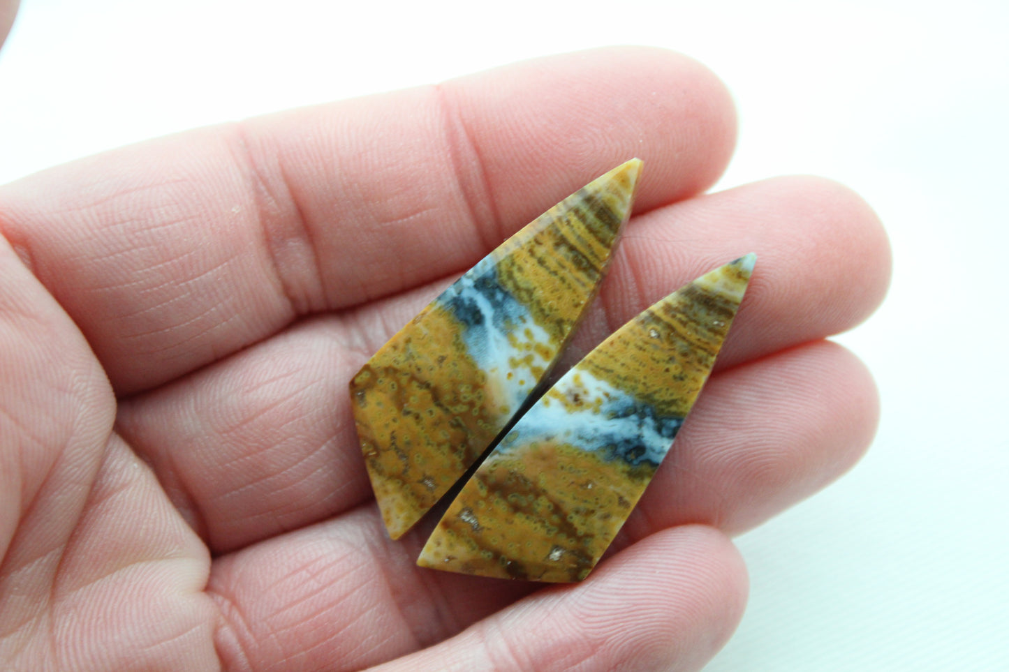 River Jasper Cabochon Pair Gemstone triangle