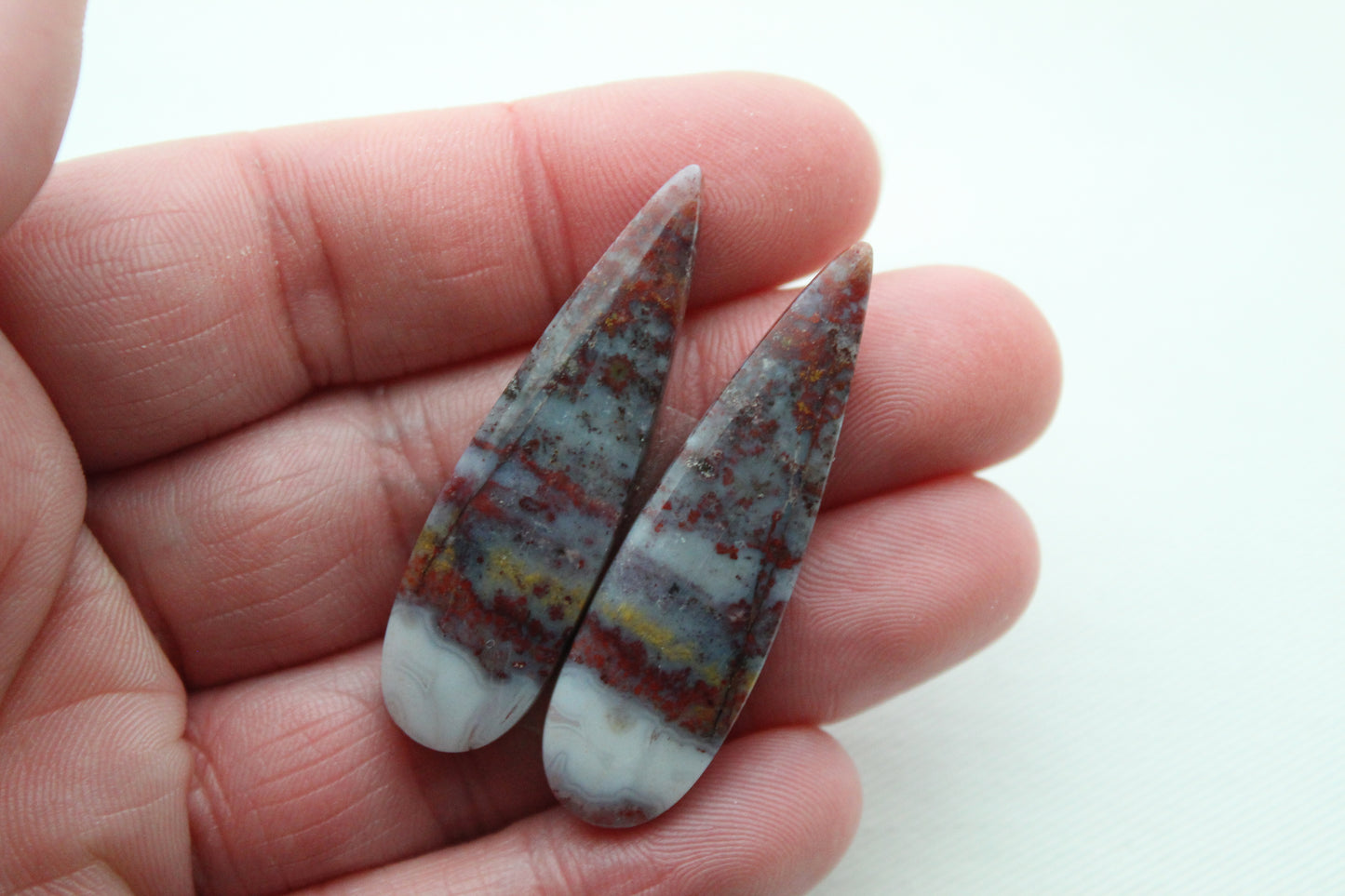 Grande paire de cabochons d'agate indonésienne pierre naturelle