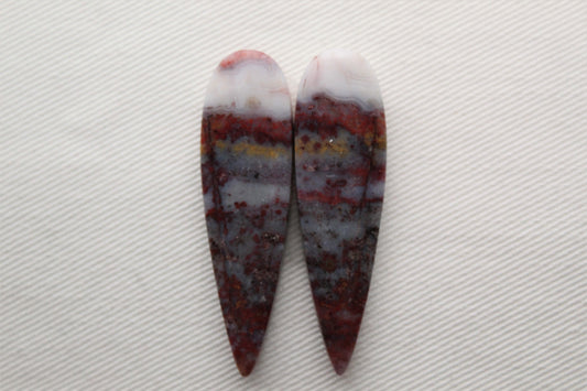 Grande paire de cabochons d'agate indonésienne pierre naturelle