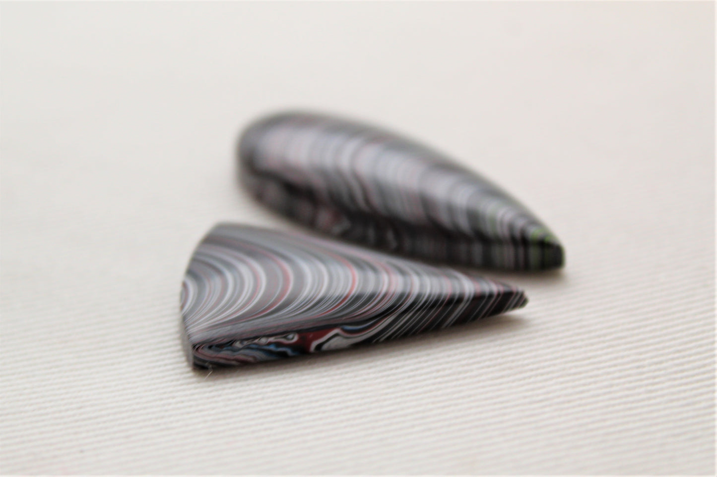 TWO Fordite Cabochon multicolors mismatched