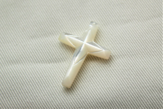 ONE Mother of pearl Cabochon Gemstone CROSS 21X28MM