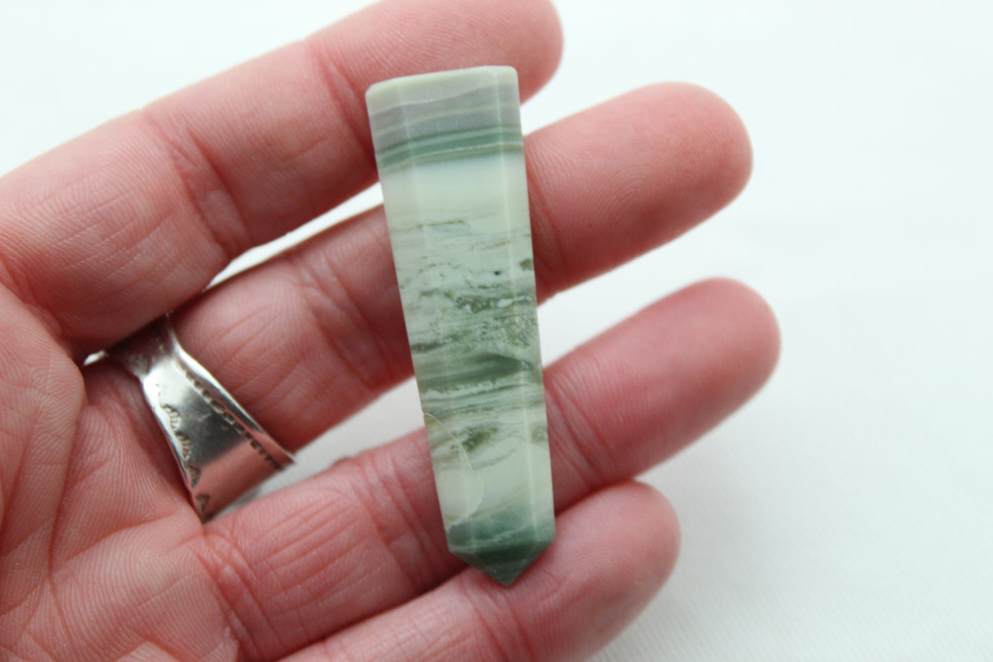 One Green Jasper gemstone pendant size UNDRILLED